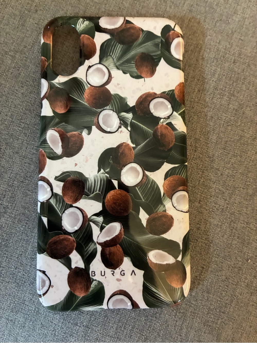 Burga Coconut Print Protective Phone Case - Green & Brown- iPhone XS